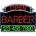 thumbnail image 1 of Everything Neon L100-5592 Barber Open with Phone Number Animated LED Sign 24'' Tall x 31'' Wide x 1'' Deep, 1 of 1