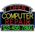 thumbnail image 1 of Everything Neon L100-5631 Computer Repair Open with Phone Number Animated LED Sign 24'' Tall x 31'' Wide x 1'' Deep, 1 of 1