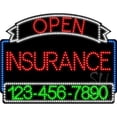 thumbnail image 1 of Everything Neon L100-5921 Insurance Open with Phone Number Animated LED Sign 24'' Tall x 31'' Wide x 1'' Deep, 1 of 1
