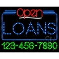 thumbnail image 1 of Everything Neon L100-5964 Loans Open with Phone Number Animated LED Sign 24'' Tall x 31'' Wide x 1'' Deep, 1 of 1