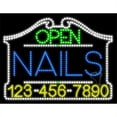 thumbnail image 1 of Everything Neon L100-6085 Nails Open with Phone Number Animated LED Sign 24'' Tall x 31'' Wide x 1'' Deep, 1 of 1