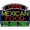 thumbnail image 1 of Everything Neon L100-6586 Mexican Food Open with Phone Number Animated LED Sign 24'' Tall x 31'' Wide x 1'' Deep, 1 of 1
