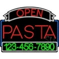 thumbnail image 1 of Everything Neon L100-6658 Pasta Open with Phone Number Animated LED Sign 24'' Tall x 31'' Wide x 1'' Deep, 1 of 1