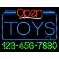 thumbnail image 1 of Everything Neon L100-6756 Toys Open with Phone Number Animated LED Sign 24'' Tall x 31'' Wide x 1'' Deep, 1 of 1