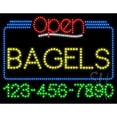 thumbnail image 1 of Everything Neon L100-6935 Bagels Open with Phone Number Animated LED Sign 24'' Tall x 31'' Wide x 1'' Deep, 1 of 1