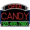 thumbnail image 1 of Everything Neon L100-7042 Candy Open with Phone Number Animated LED Sign 24'' Tall x 31'' Wide x 1'' Deep, 1 of 1