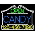 thumbnail image 1 of Everything Neon L100-7044 Candy Open with Phone Number Animated LED Sign 24'' Tall x 31'' Wide x 1'' Deep, 1 of 1