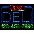 thumbnail image 1 of Everything Neon L100-7063 Deli Open with Phone Number Animated LED Sign 21'' Tall x 31'' Wide x 1'' Deep, 1 of 1
