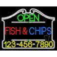 thumbnail image 1 of Everything Neon L100-7134 Fish Chips Open with Phone Number Animated LED Sign 24'' Tall x 31'' Wide x 1'' Deep, 1 of 1