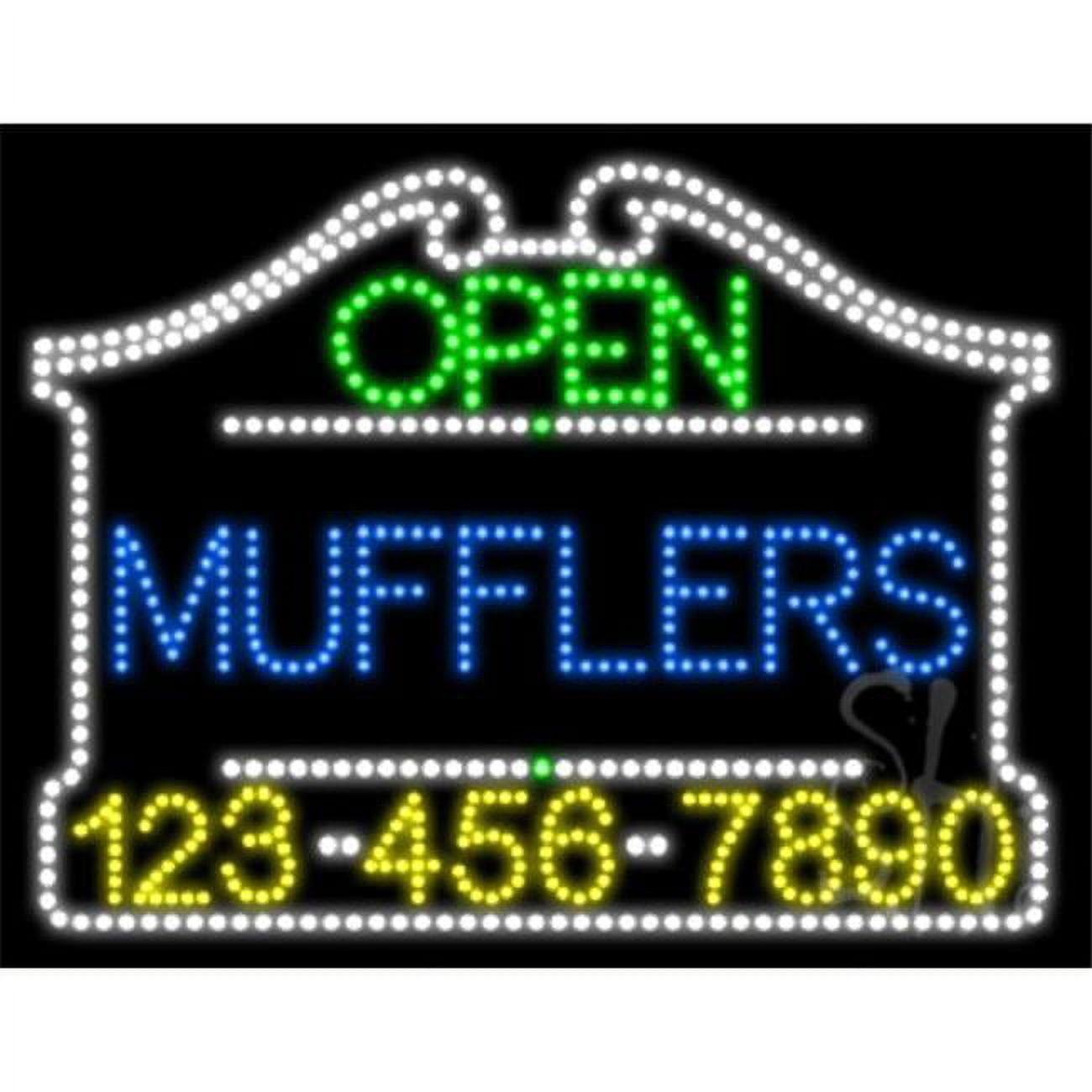 Everything Neon Mufflers Open with Phone Number Animated LED Sign 24