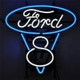 thumbnail image 1 of Everything Neon NV-700-0081 Ford V8 Blue and White Neon Sign 21'' Tall x 22'' Wide x 4'' Deep, 1 of 1