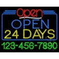 thumbnail image 1 of Everything Neon  Open 24 Days Open with Phone Number Animated LED Sign 24'' Tall x 31'' Wide x 1'' Deep, 1 of 1