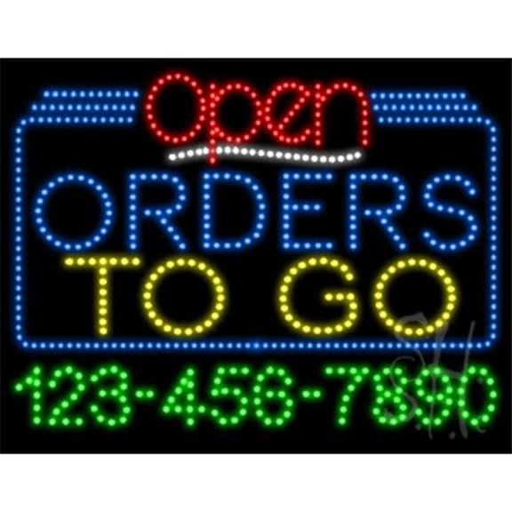 Everything Neon Order To Go Open with Phone Number Animated LED Sign 24'' Tall x 31'' Wide x 1'' Deep