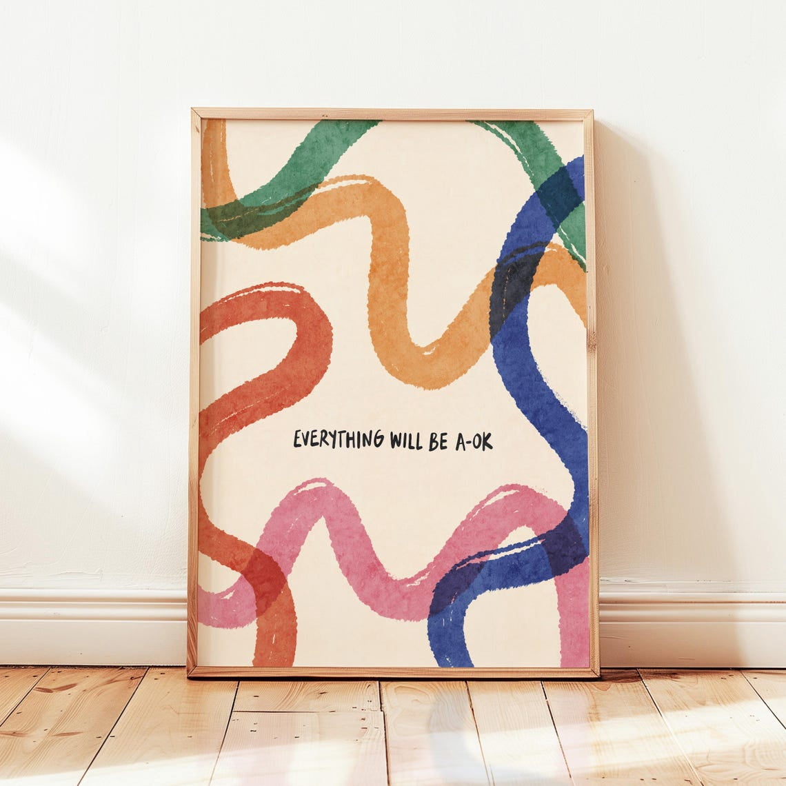 Everything Will Be Ok Wall Art Print, Colorful Retro Positive ...