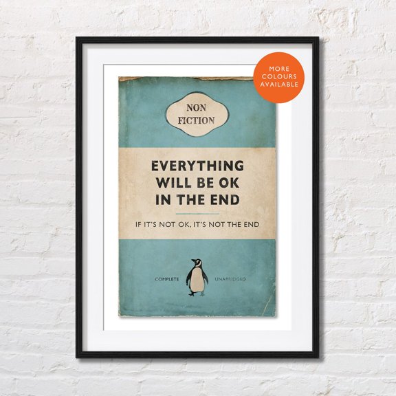 Everything Will Ok End Book Vintage Cover Poster