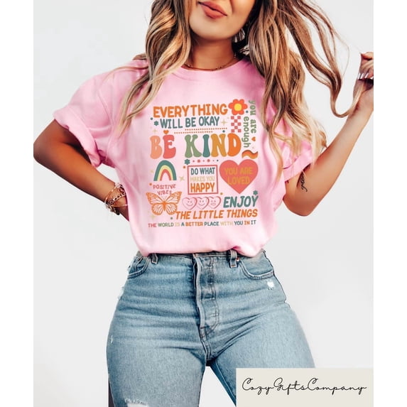 Everything Will Be Okay Shirt, Men.Tal Health T-Shirt, Self Growth Shirt, Retro Therapy Tee, Women Gift LIGHT PINK Unisex S-5XL Hot Trending Shirt, Vintage Birthday Gift