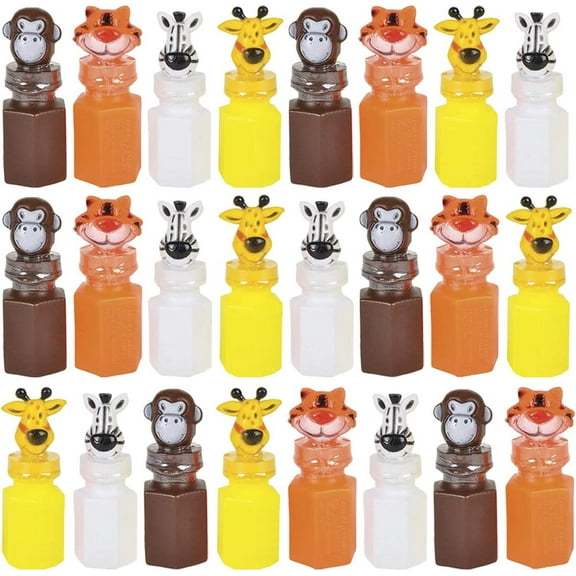Everything You Need | Kicko - 3 Inch Zoo Animal Bubble Bottle - 24 Pieces