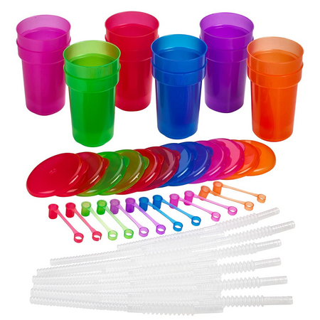 Everything You Need | Kicko Neon Sipper Cups - 55 Inch Colorful Neon Cups | 1