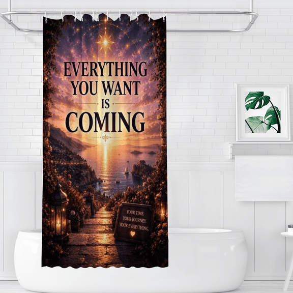 Everything You Want Is Coming Manifest Affirmation Polyester Shower Curtains, 36" x 72"