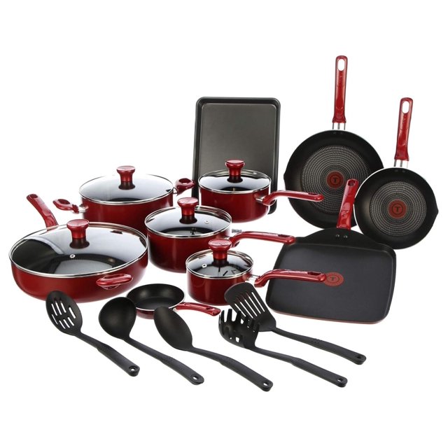 Everything in Kitchen Dishwasher Safe Cookware Set, 20Piece, Red