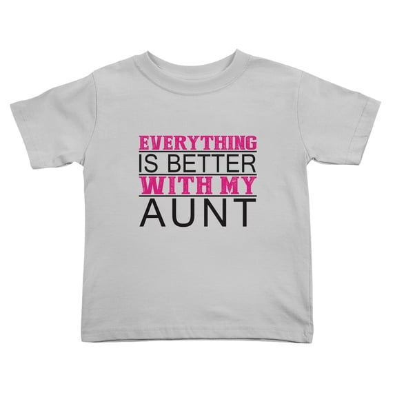 Everything is Better with Aunt Funny Toddler T-Shirts for Boys Girls (Gray, 5/6T)
