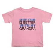 BABYWEN Everything is Better with Grandpa I Love Grandpa Funny Toddler T-Shirts for Boys Girls (Pink, Youth M)