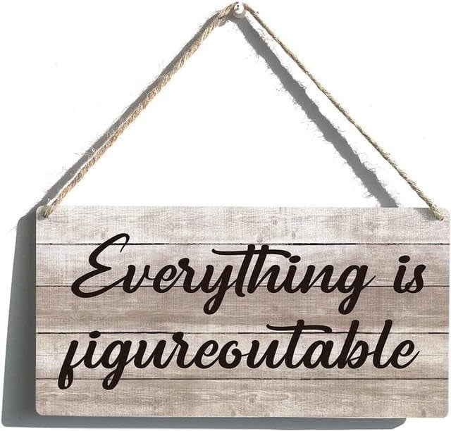 Everything is Figureoutable Wooden Wall Decor 12 x 8 Inch - Home Office ...