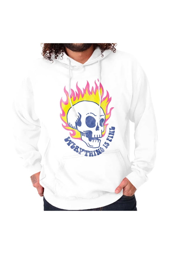 Everything is Fine Flaming Skull Hoodie Sweatshirt Women Men Brisco Brands X