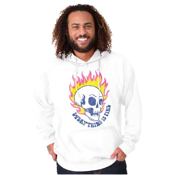 Everything is Fine Flaming Skull Unisex Plus Fleece Graphic Hoodie Brisco Brands 2X