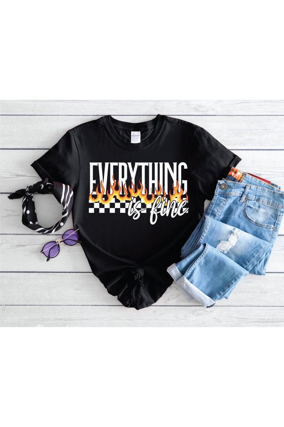 Everything's Fine Black Unisex Graphic Tee