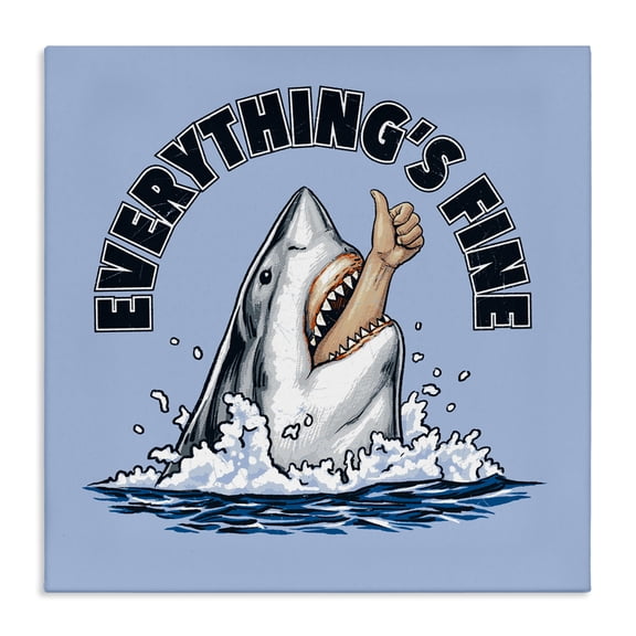 Everything's Fine Shark Bite Canvas Wall Art, design by Jedco Brands Inc.