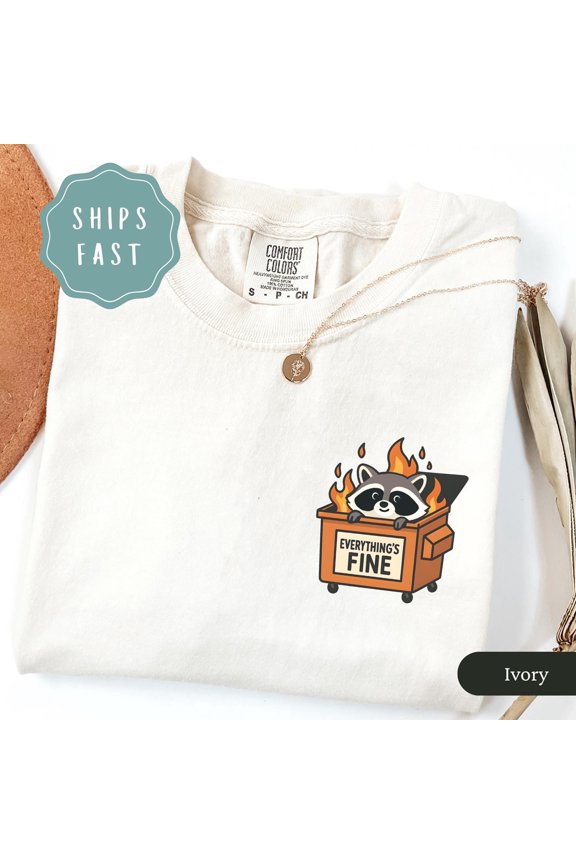 Everythings Fine Shirt Dumpster Fire Shirt Funny Raccoon Shirt Everythings Fine Trendy Tee
