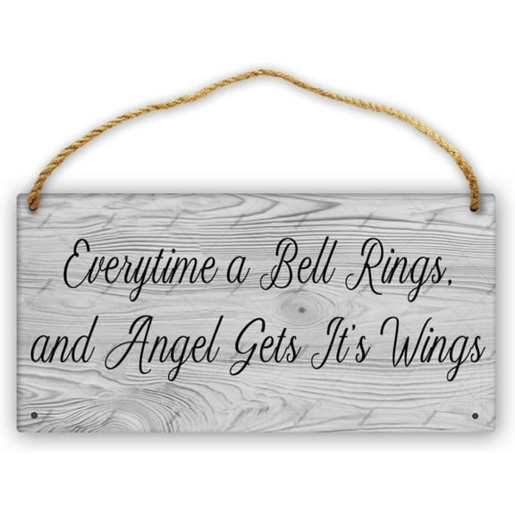 Everytime A Bell Rings, And Angel Gets It'S Wings Wooden Sign Home Crafts 12X6Inch Door Hanging Plaques