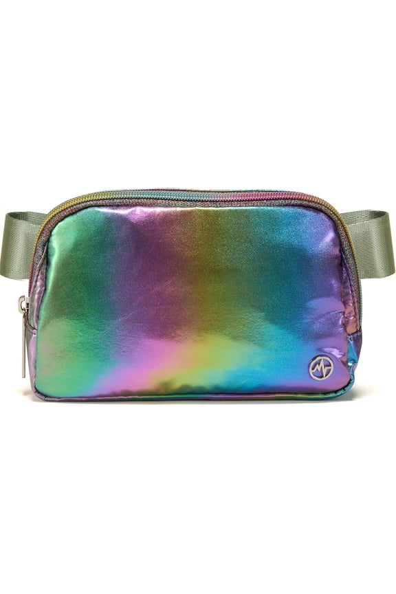 Everywhere Crossbody Bag Iridescent Polyester Sling Belt Bag with Adjustable Strap