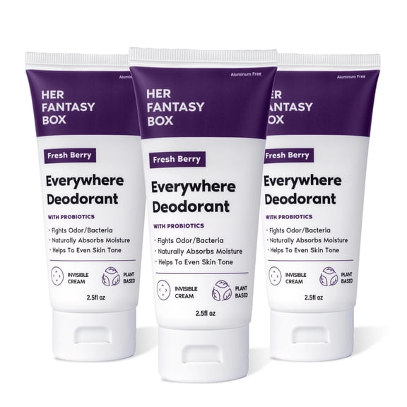 Everywhere Deodorant with Probiotics - Berry Scent | Aluminum-Free, Naturally Absorbs Moisture | Fights Odor & Bacteria | Skin-Improving Formula - 3 Pack