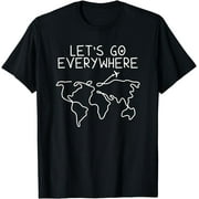 Everywhere Let's Explore World Map Line Art Continents T-Shirt