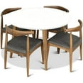 thumbnail image 1 of Evette Modern Solid Wood Walnut Dining Room & Kitchen Table and 4 Chair Set, 1 of 5