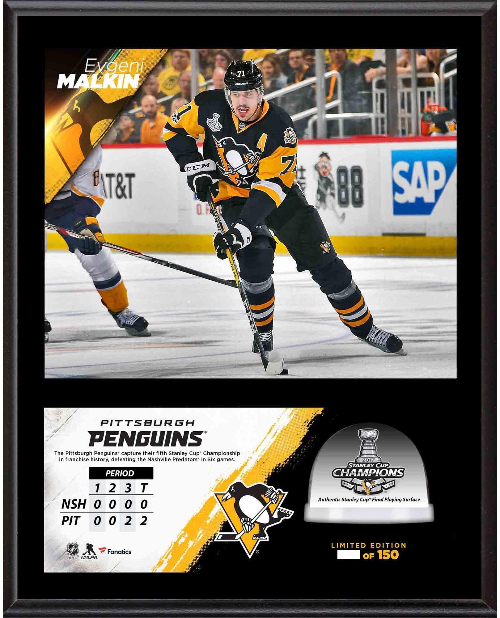 Evgeni Malkin Pittsburgh Penguins 2017 Stanley Cup Champions 12'' x 15'' Sublimated Plaque with Game-Used Ice from the Stanley Cup Final - Limited Edition of 150
