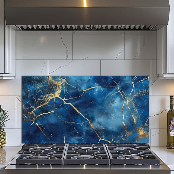 Evgosm Tempered Glass Backsplash for Kitchen, Ceramic Tile Stove Splashback, Glass Backsplash, Used for Kitchen Wall Protection and Decoration, Easy to Install and Clean. (30x18'')