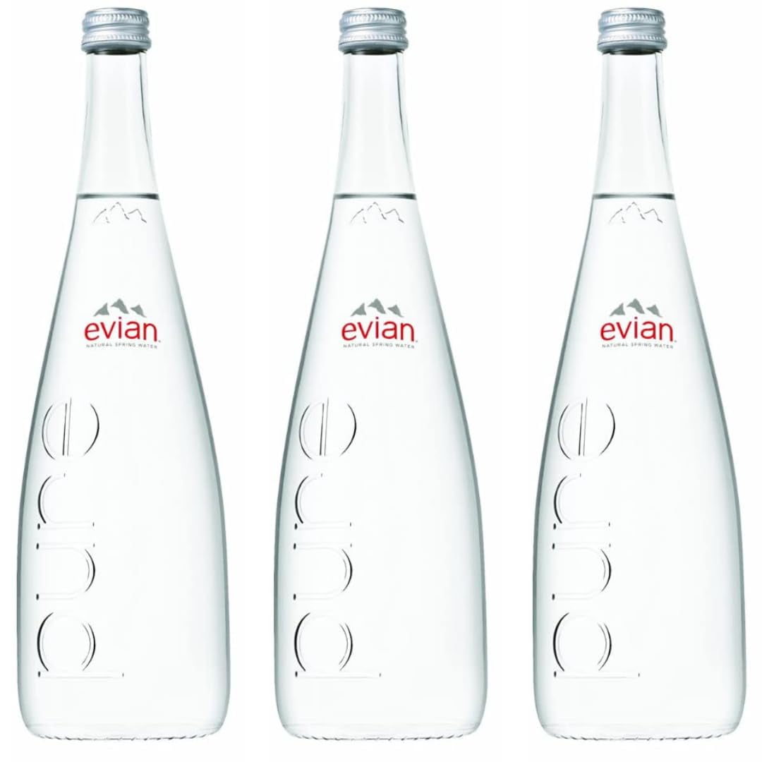 Evian Natural Mineral Water, 25.4 oz Glass Bottle (Pack of 3 Total of 76.2)