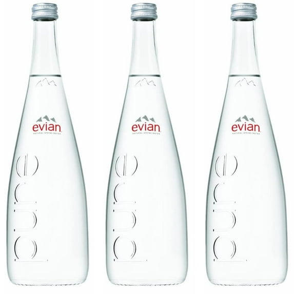 Evian Natural Mineral Water, 25.4 oz Glass Bottle (Pack of 3 Total of 76.2)