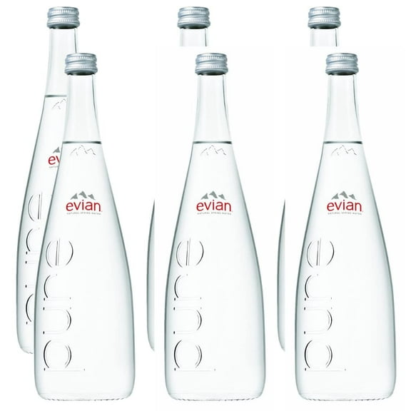 Evian Natural Mineral Water 25.4 oz Glass Bottle - Pack of 6