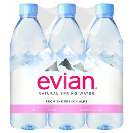 Evian Natural Spring Water, 16.9 Fl Oz, 6-Pack