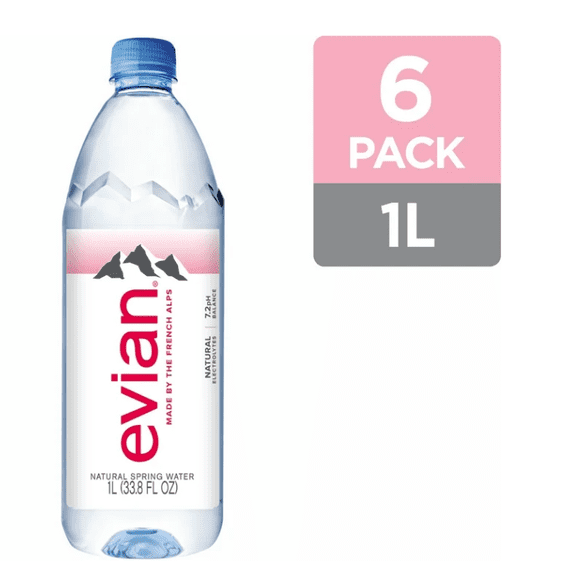 Evian Natural Spring Water, 16.9 fl oz Bottles, 6 Pack