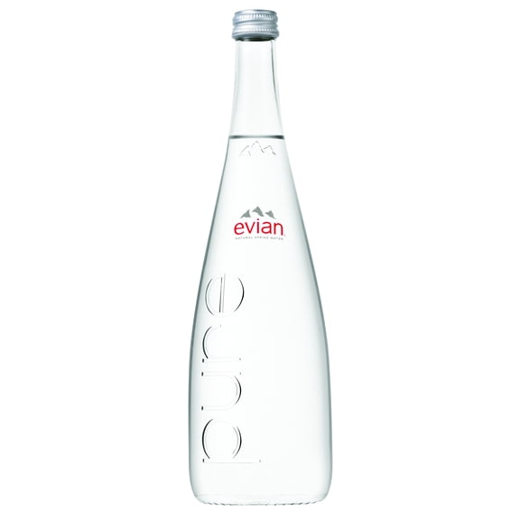 Evian Natural Spring Water, 25.3 Fl Oz, Glass, 12-Pack