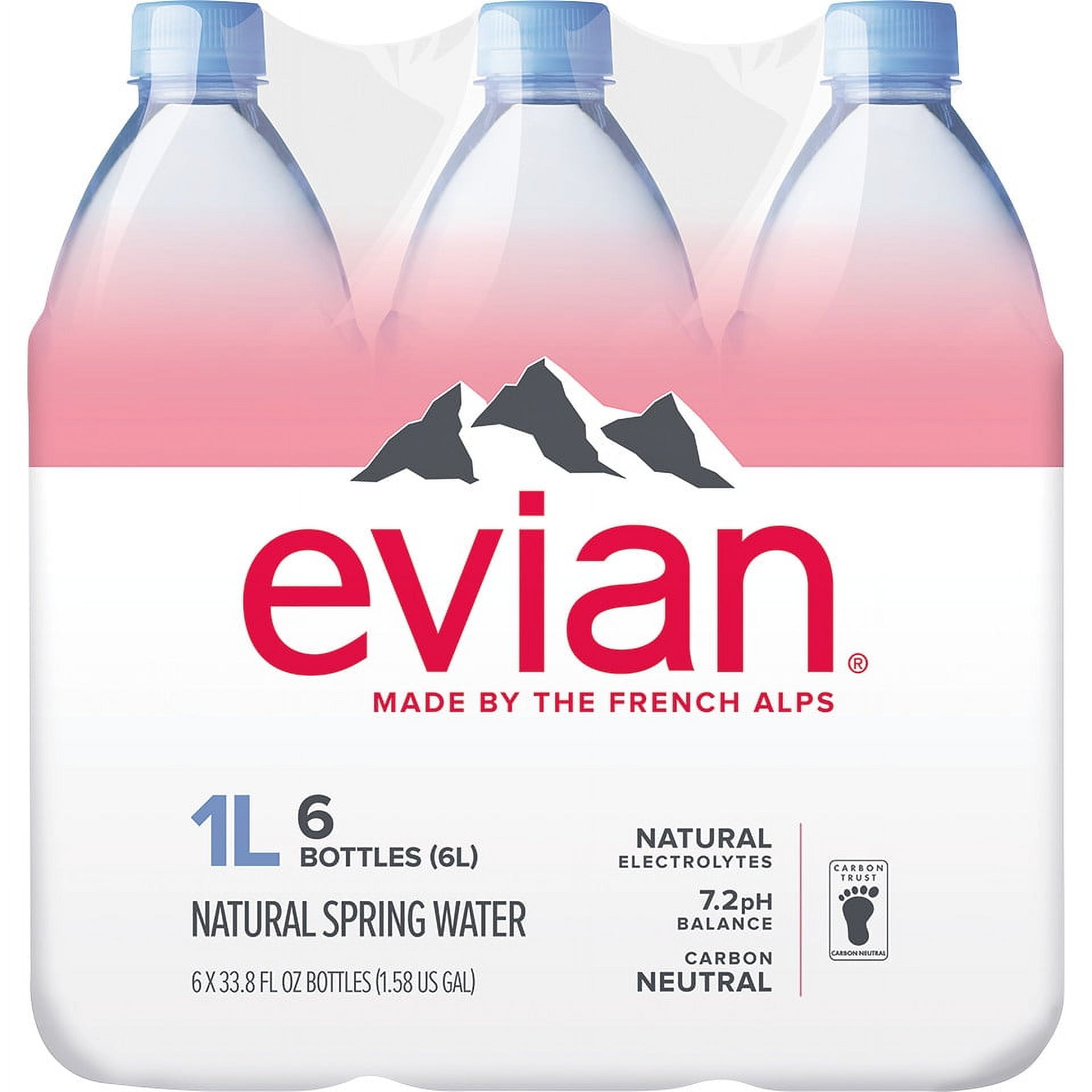 Evian Natural Spring Water, 33.8 Fl Oz, 6Pack