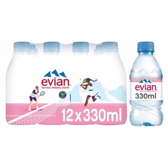 Evian Still Mineral Water 12 x 330ml, British Import (Pack of 2)