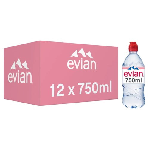 Evian Still Mineral Water 12 x 750ml, British Import (Pack of 2)