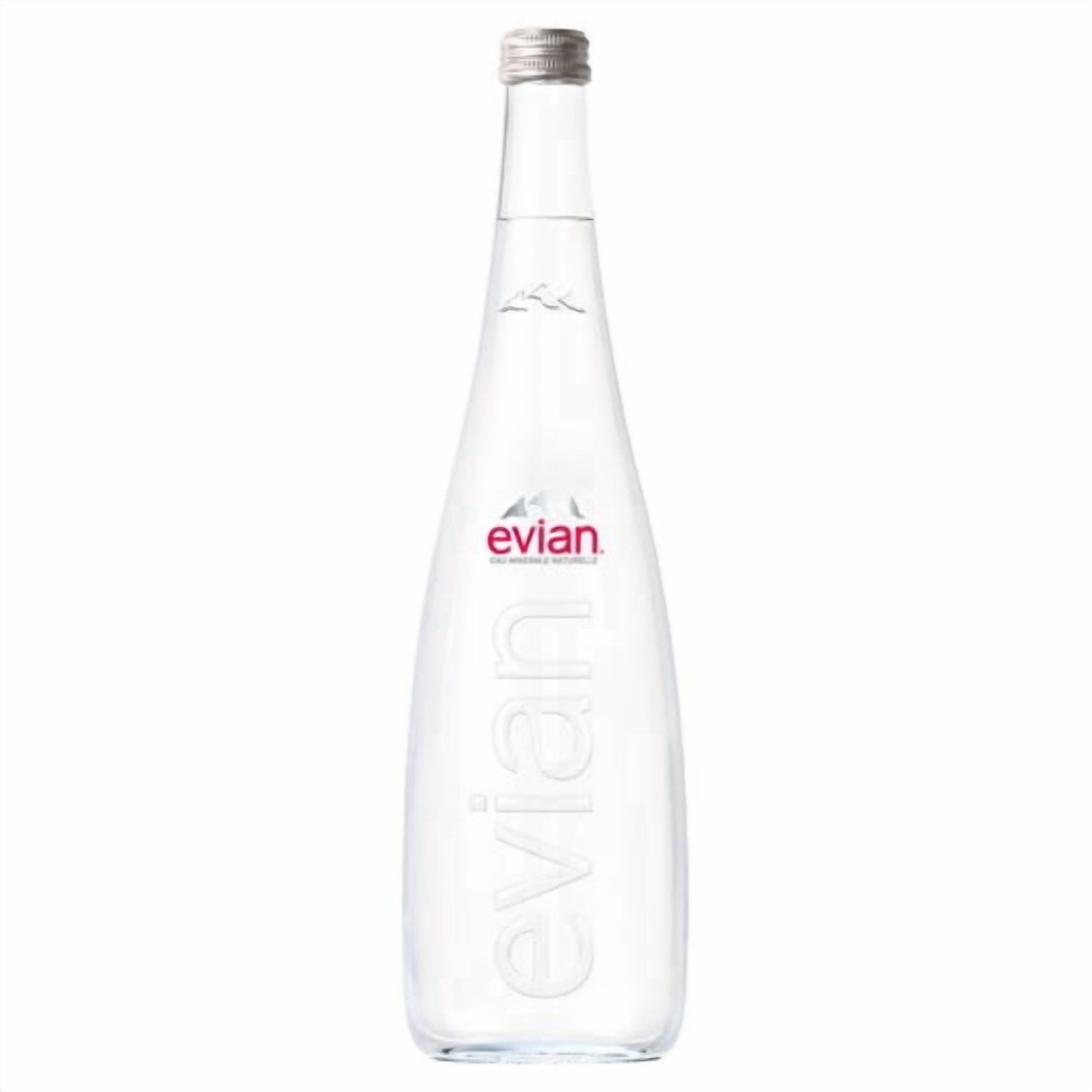 Evian Still Mineral Water Glass Bottle 750ml, British Import (Pack of 3)