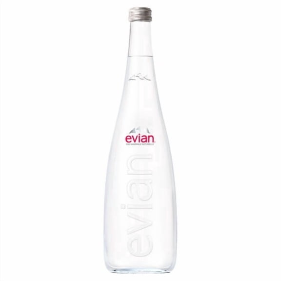 Evian Still Mineral Water Glass Bottle 750ml, British Import (Pack of 3)